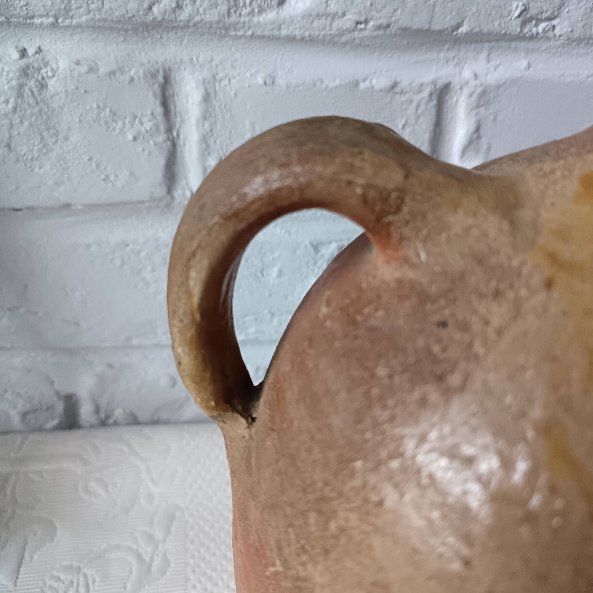 Old beige-brown stoneware jar France