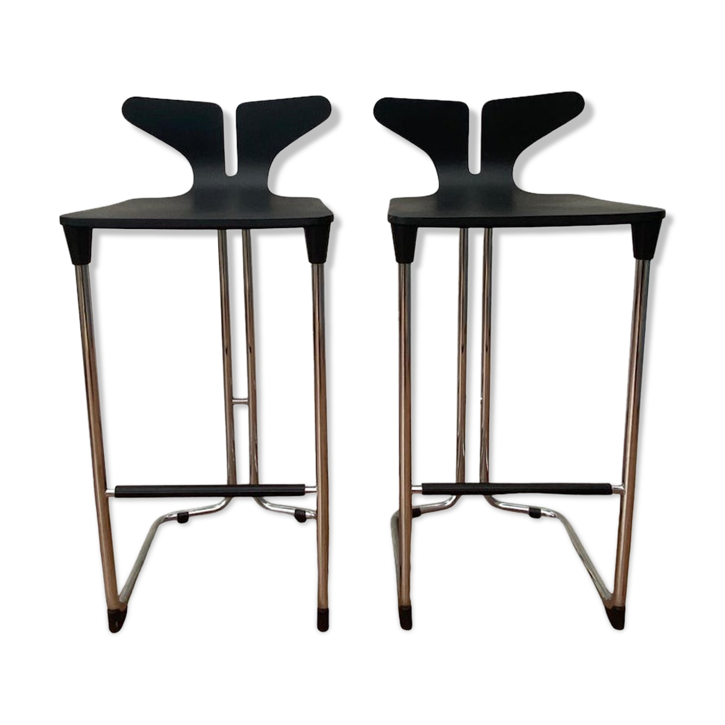 Modern Black and Chromed Barstools from Casamania, Set of 2