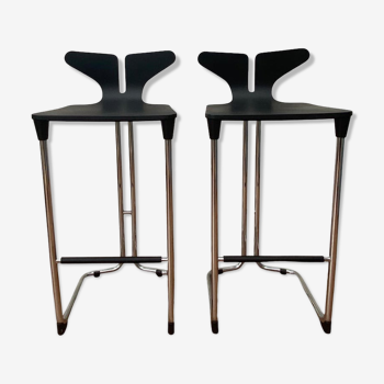 Modern Black and Chromed Barstools from Casamania, Set of 2