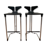 Tabourets de bar modernes noirs et chromés de casamania, set de 2