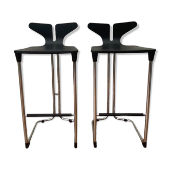 Modern Black and Chromed Barstools from Casamania, Set of 2