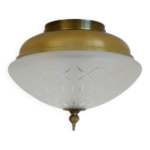 Vintage Art Deco Style Flush Mount Ceiling Light – Cut Glass & Brass.