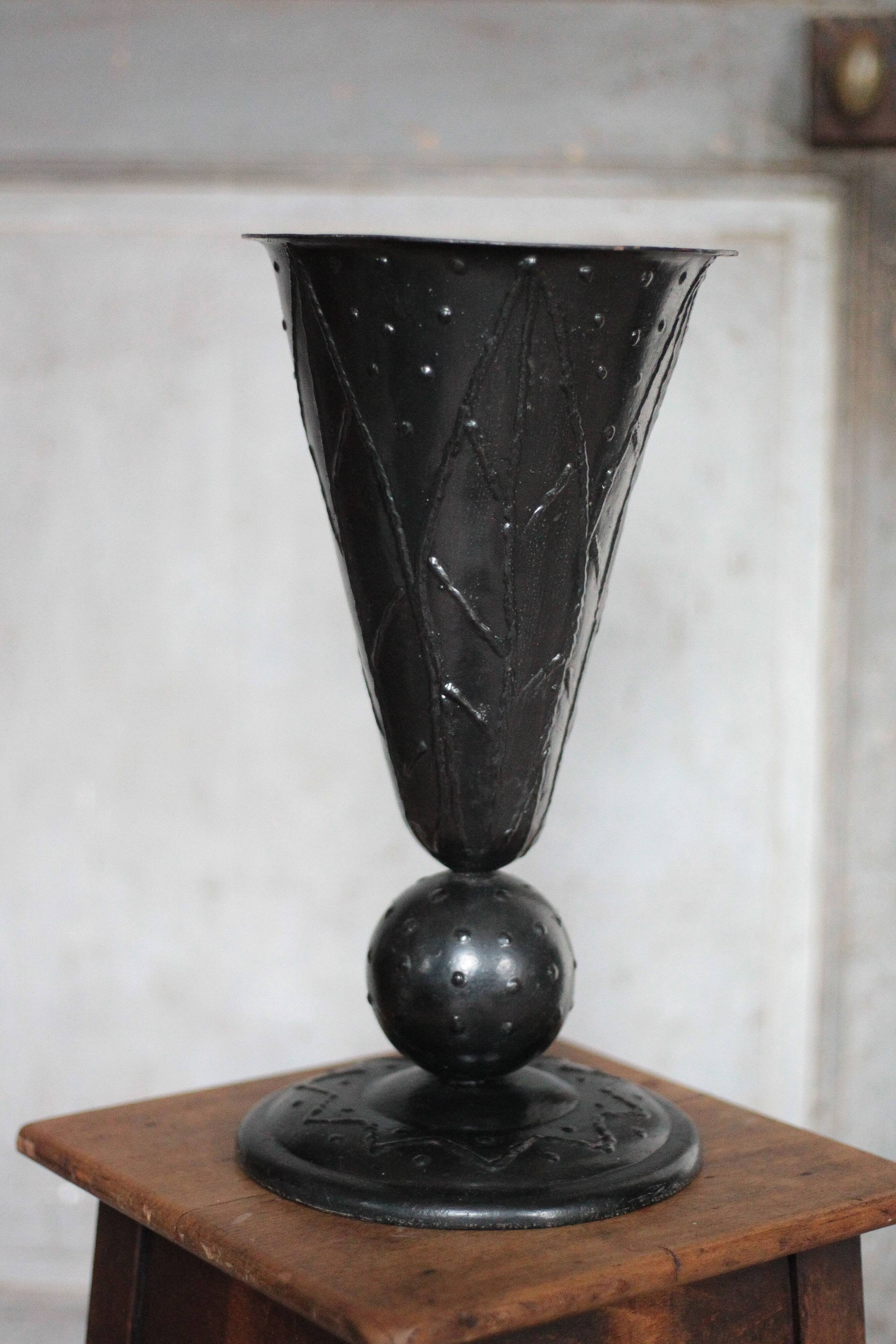 Unique vase made by a blacksmith, vintage vase, collector's item