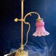 Large adjustable lamp, brass/pink glass, early 20th century.