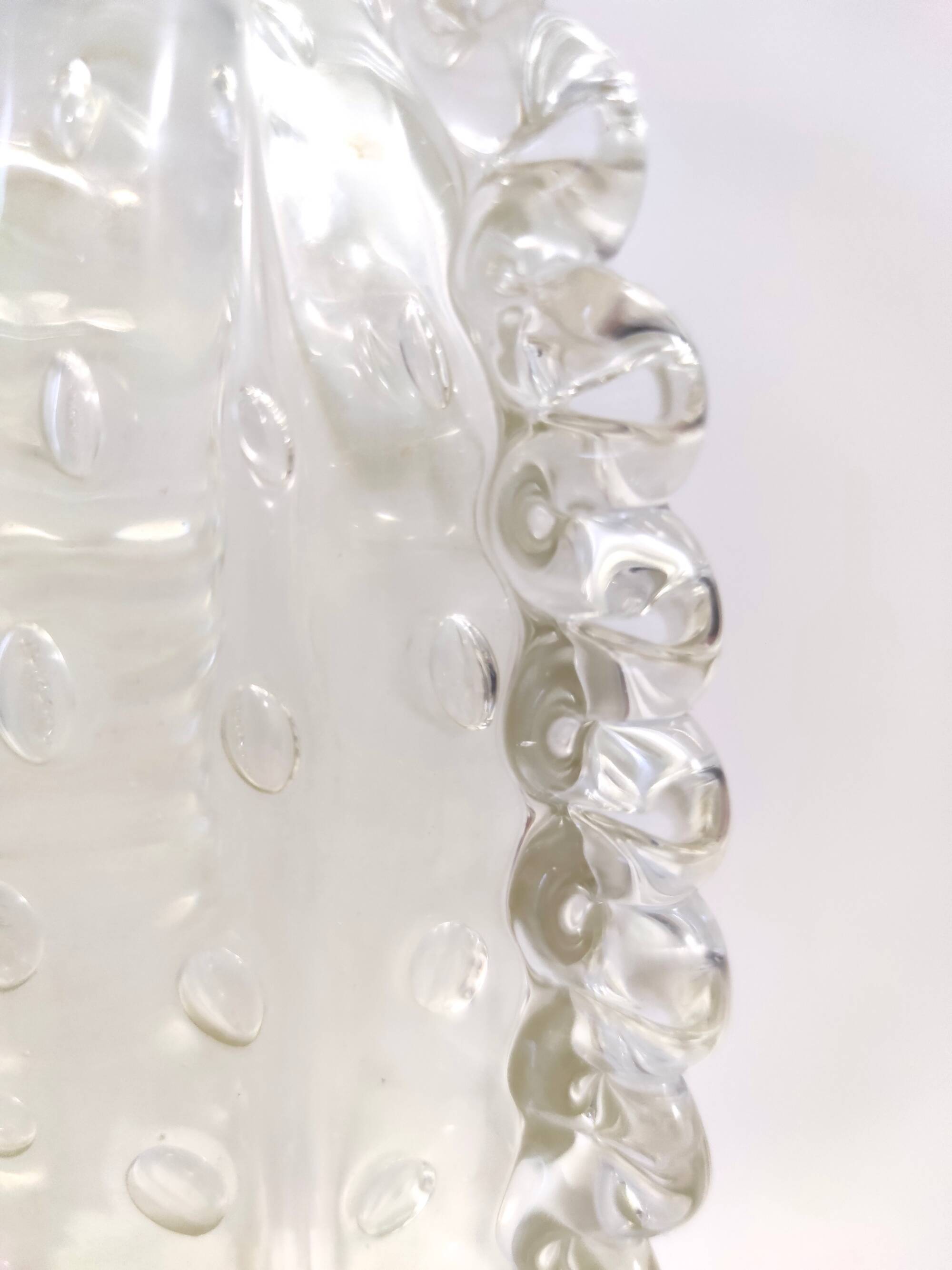 Vintage Pair of Transparent Bullicante Murano Glass Vases by Ercole Barovier