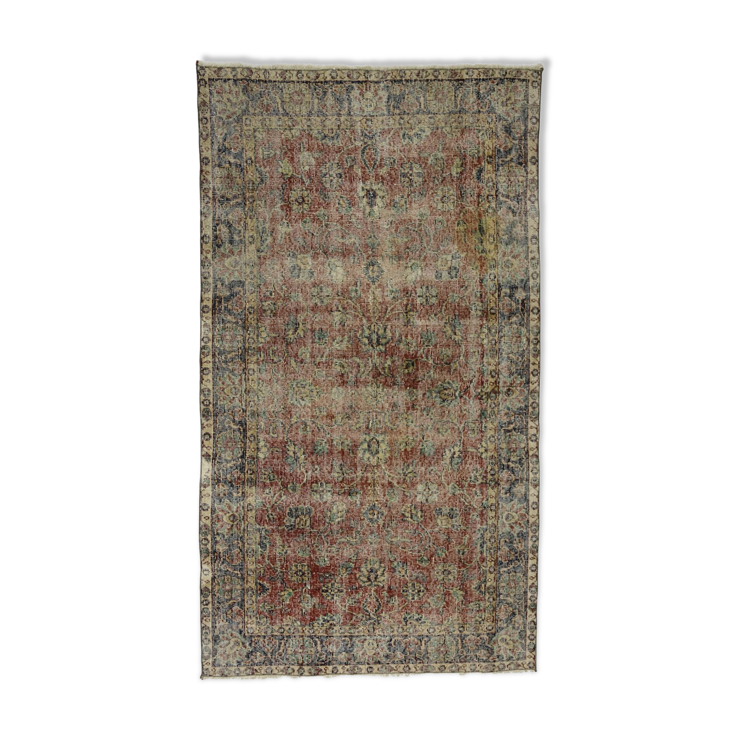 Turkish Anatolian Handmade Vintage Area Rug 204 cm x 114 cm