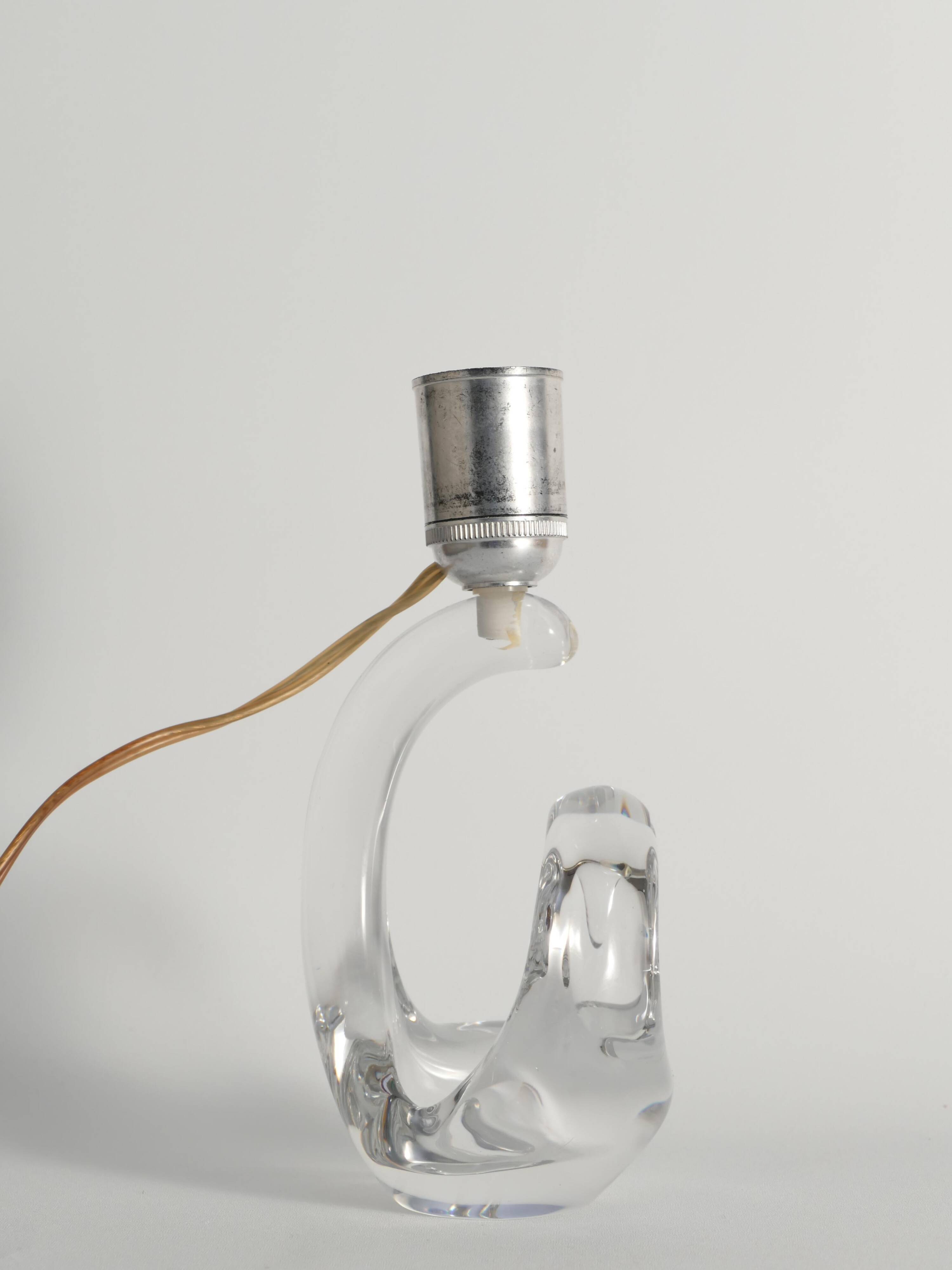 Sculptural Clear Crystal Glass Table Lamp by Schneider, France, 1950s