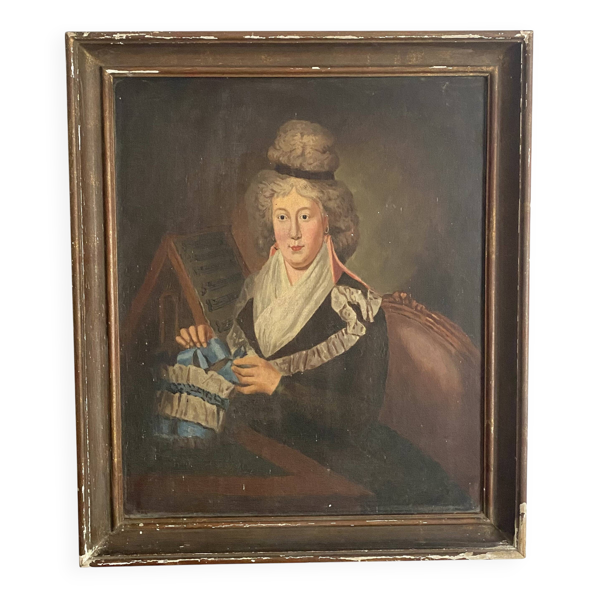 Old portrait of a woman from the Empire period (circa 1820) 54X64cm