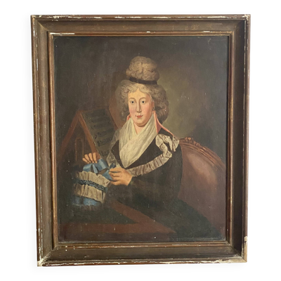 Portrait ancien femme époque Empire (vers 1820 ) 54X64cm