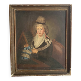 Old portrait of a woman from the Empire period (circa 1820) 54X64cm