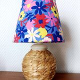 Pair of custom-made wicker lamps and shades from the 1970s