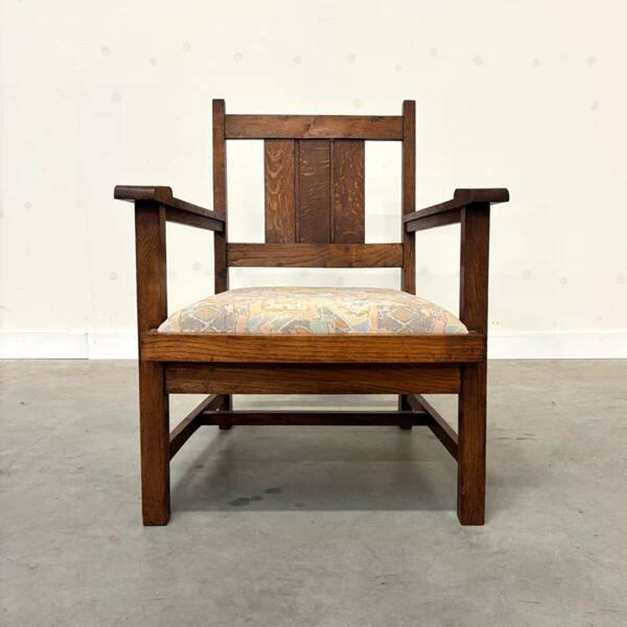 Fauteuil en chêne de l'École de La Haye, Art Déco néerlandais vers 1920 (2 sur 2)