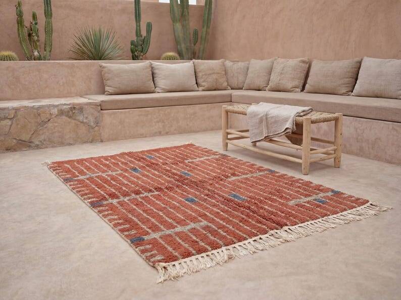 Authentic natural wool rug with traditional coloured patterns 2/3 m
