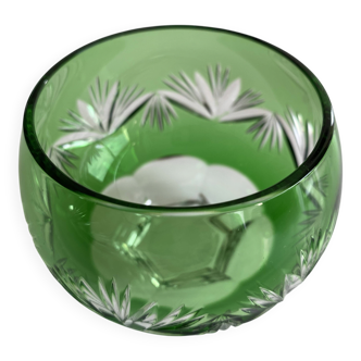 Green cut crystal bowl