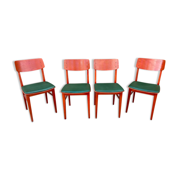 Set de 4 chaises vintage de restaurant bistrot skai simili cuir