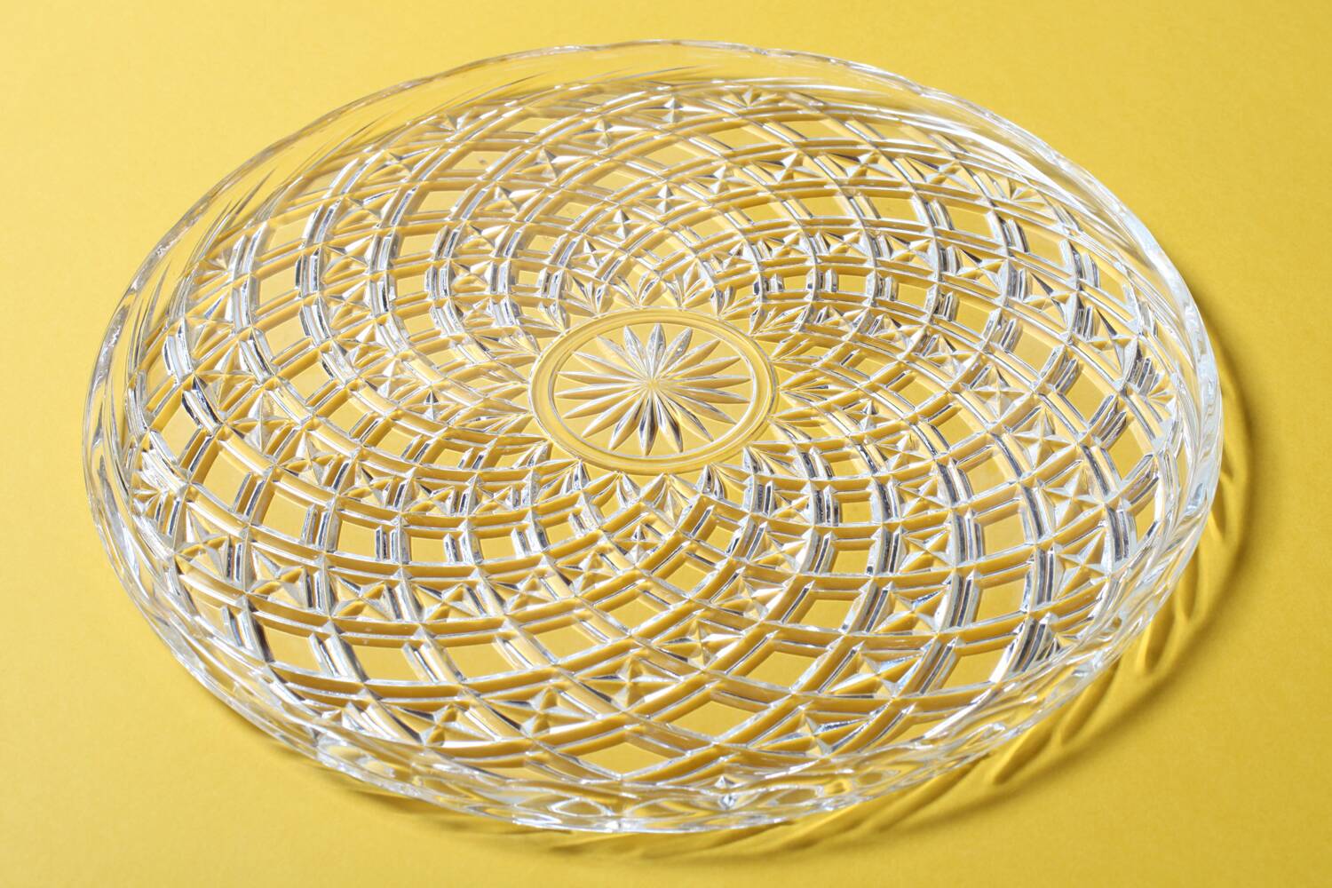 Vintage Pressed Glass Platter: Mid-Century Serving Large Plate, Italy 1970s