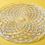 Vintage Pressed Glass Platter: Mid-Century Serving Large Plate, Italy 1970s