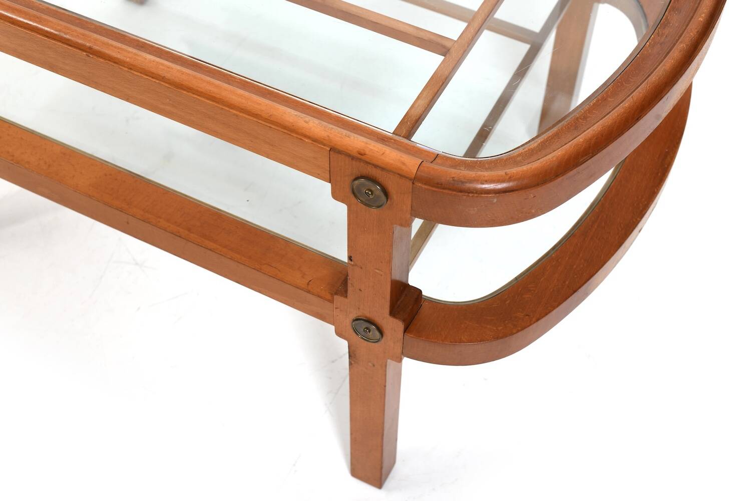 Oval Art Deco Sofa Table with Brass Dekor Denmark 1930s