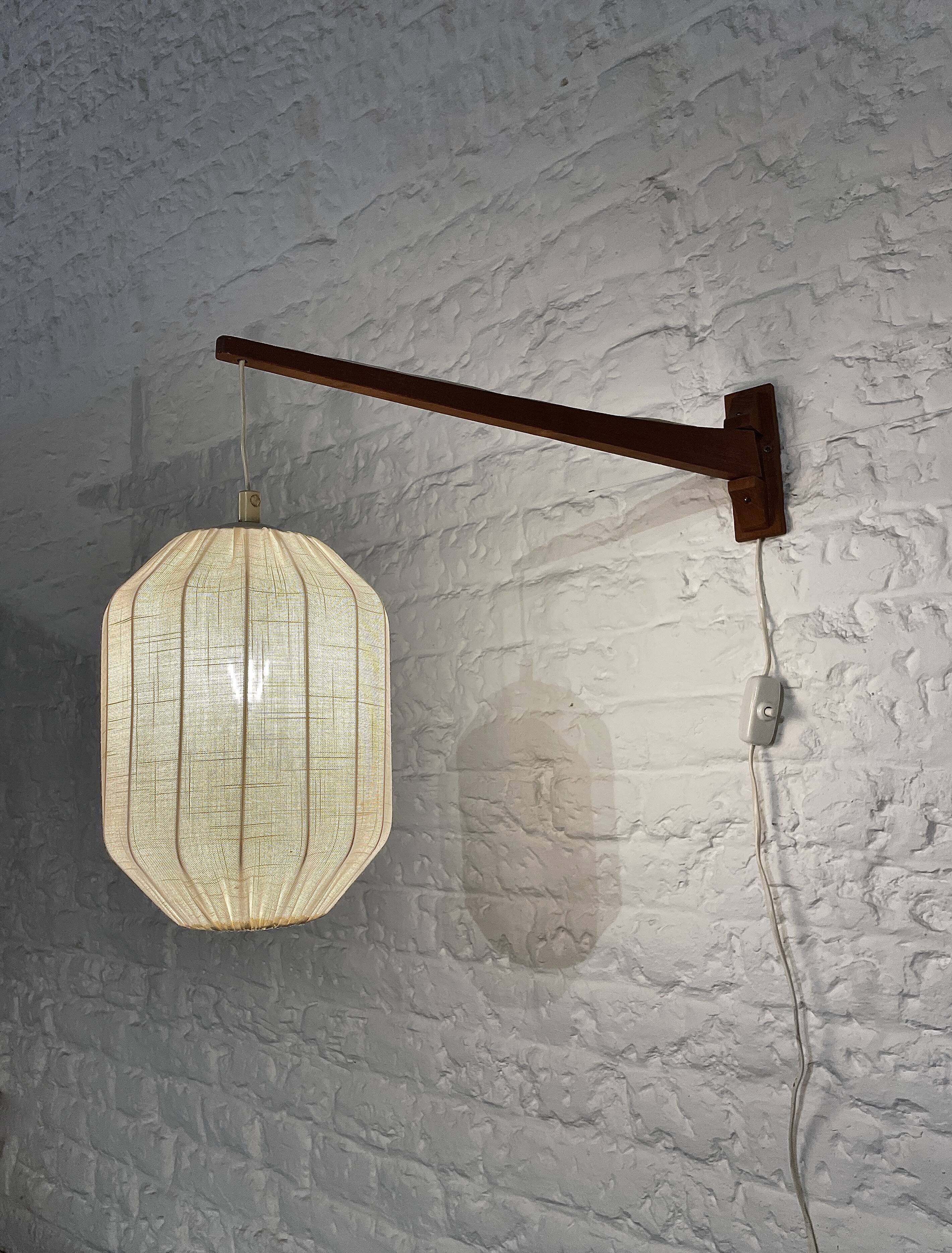 Scandinavian teak "lantern" wall lamp, 1960's