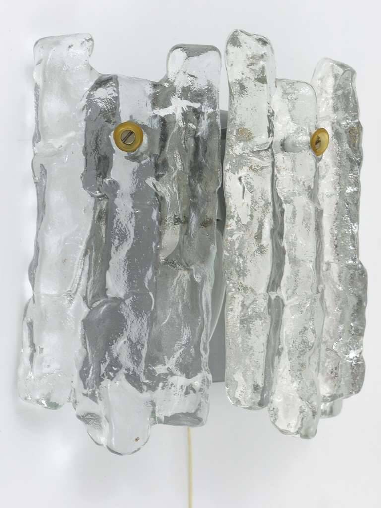 Frosted glass wall light mid-century by J.T. Kalmar Soria, Austria, 1970s