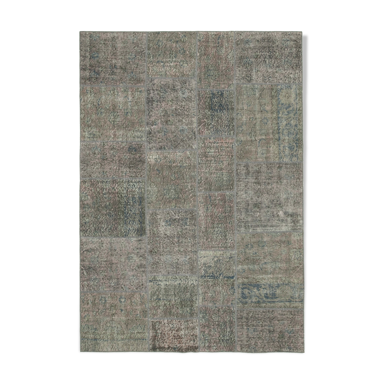 Handmade turkish overdyed 170 cm x 245 cm grey patchwork rug