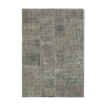Handmade turkish overdyed 170 cm x 245 cm grey patchwork rug