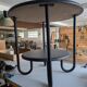 Table ronde Bauhaus double plateaux grise