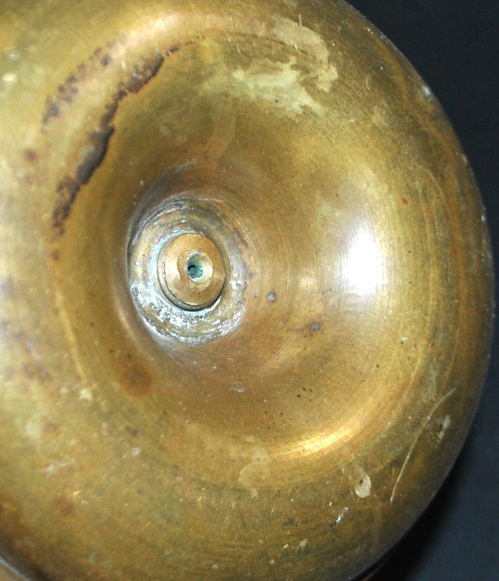 Antique push candle holder, 18th century gilded carved bronze candlestick.