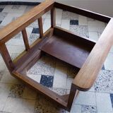 Ensemble de 2 fauteuils club Art Déco cubiste en bois et velours, Allemagne 1920