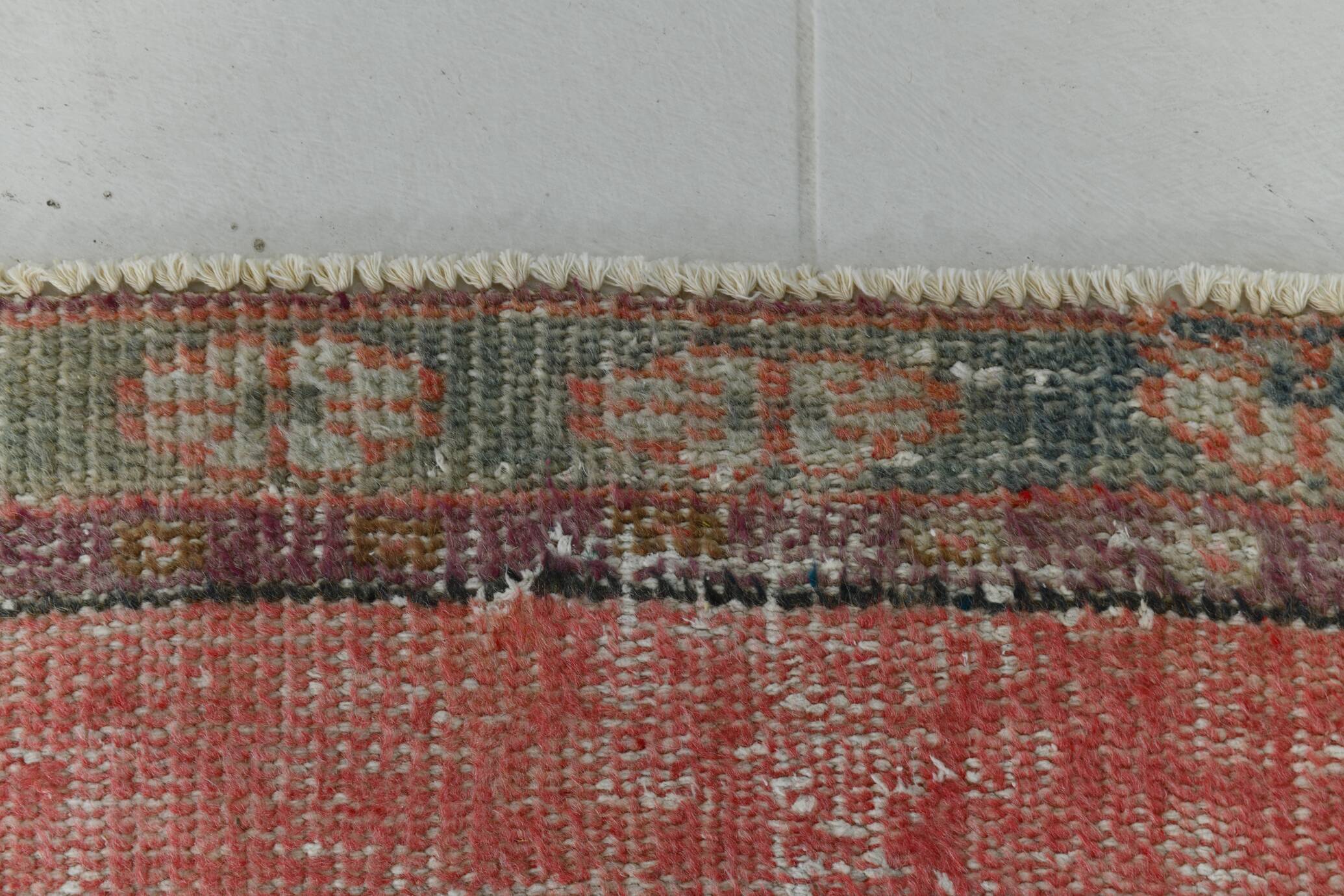 Pale Read Classic Turkish Vintage Runner Rug, 72x337Cm