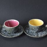 Set of 4 Vallauris Écule de Mer cups and 4 saucers - 1960.
