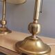 Pair Portuguese  farmhouse brass tall buffet table lamps