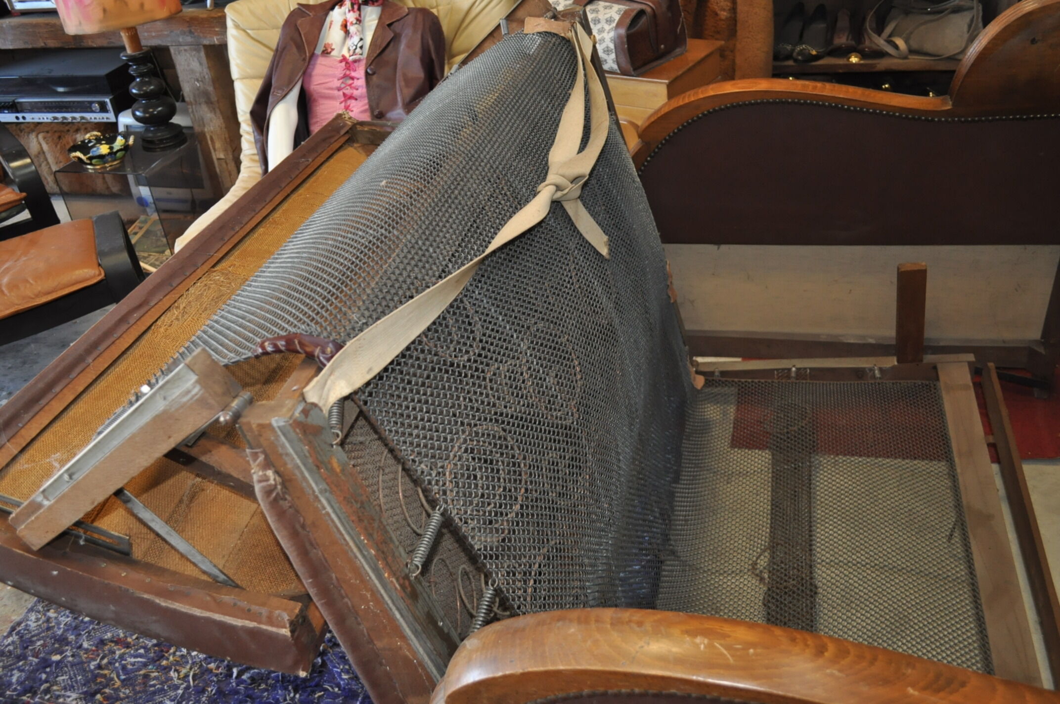 Sofa bed 50s brown skai