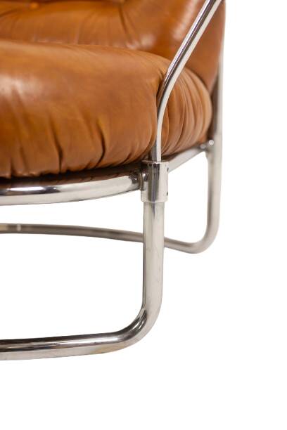 Carlo Di Carli. Leather and metal armchair. 1970s.