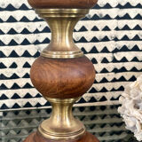 Wood and brass candle holder 1970