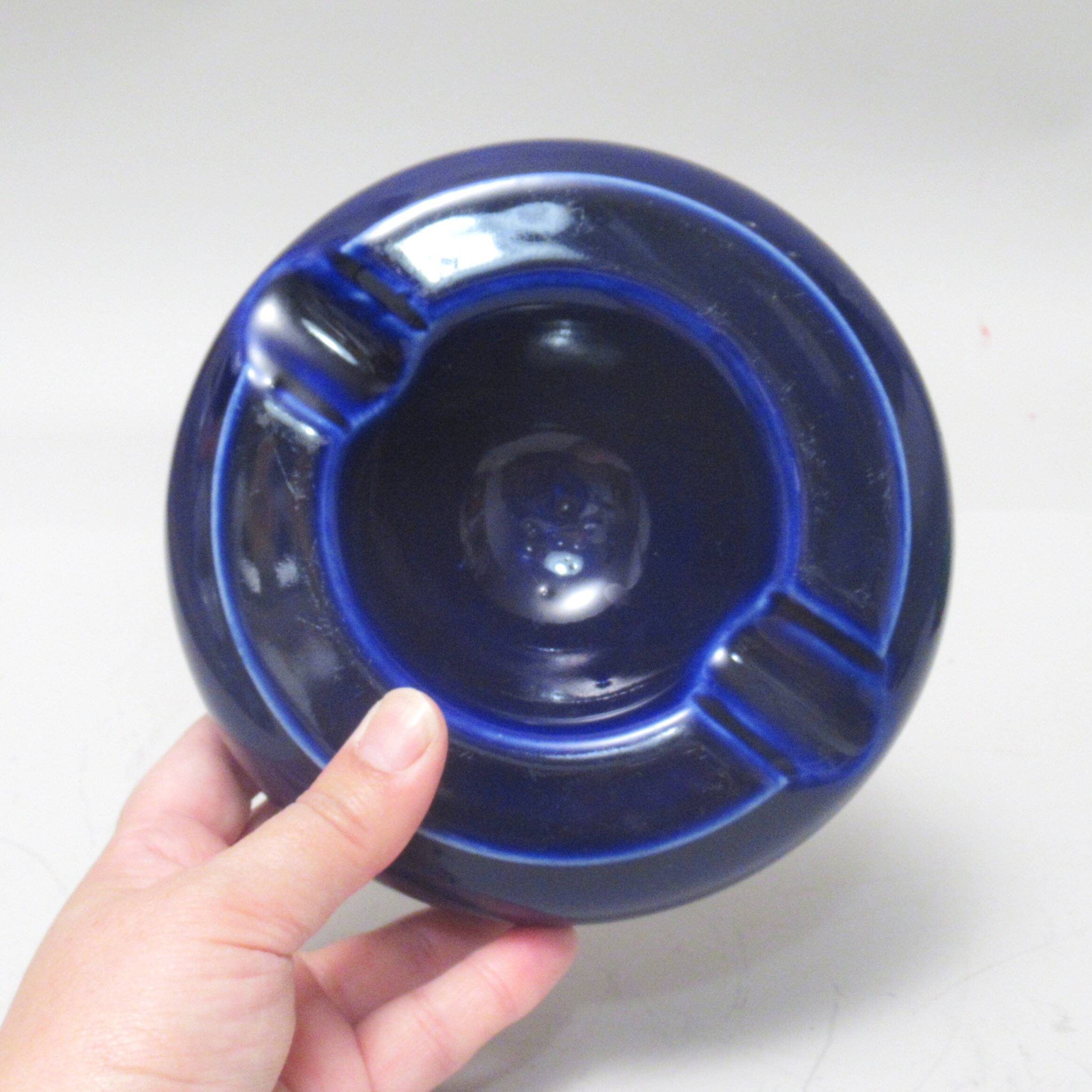 Modernist blue ceramic ashtray from the 1960s.