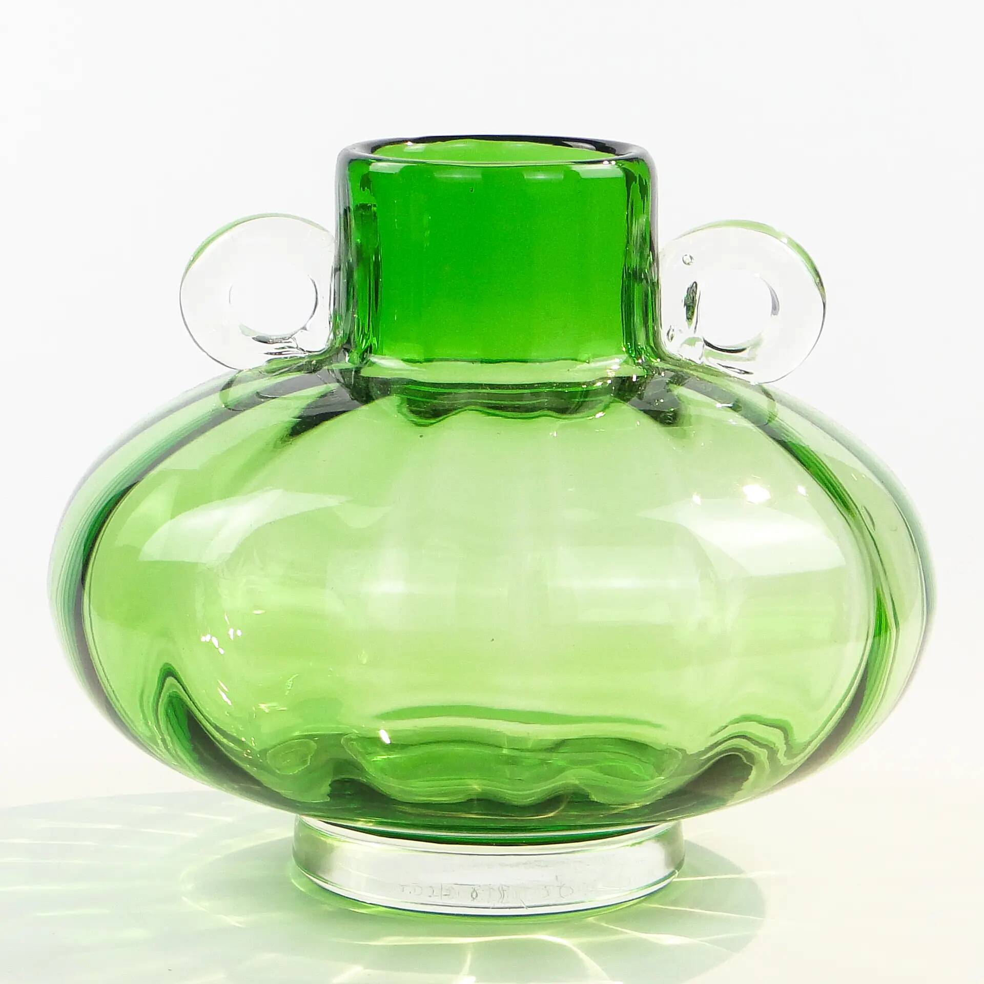 Mid-century modern vase, turquoise glass, Poland, 1970s