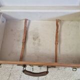 Antique leather and brass trunk/suitcase, high-end luggage circa 1930