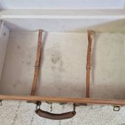 Antique leather and brass trunk/suitcase, high-end luggage circa 1930