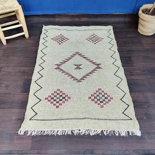 Tapis berbère marocain kaki clair