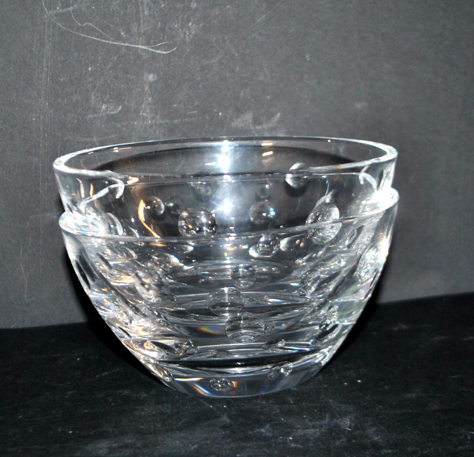 Cristal jg durand set of 2 cut crystal bowls with bubble dots