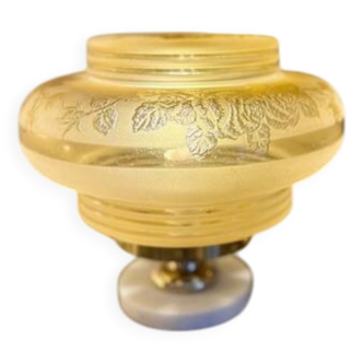 Lampe à poser art nouveau globe fleuri jaune