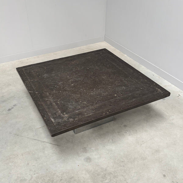 Table basse en pierre et acier par Draenert, années 1970