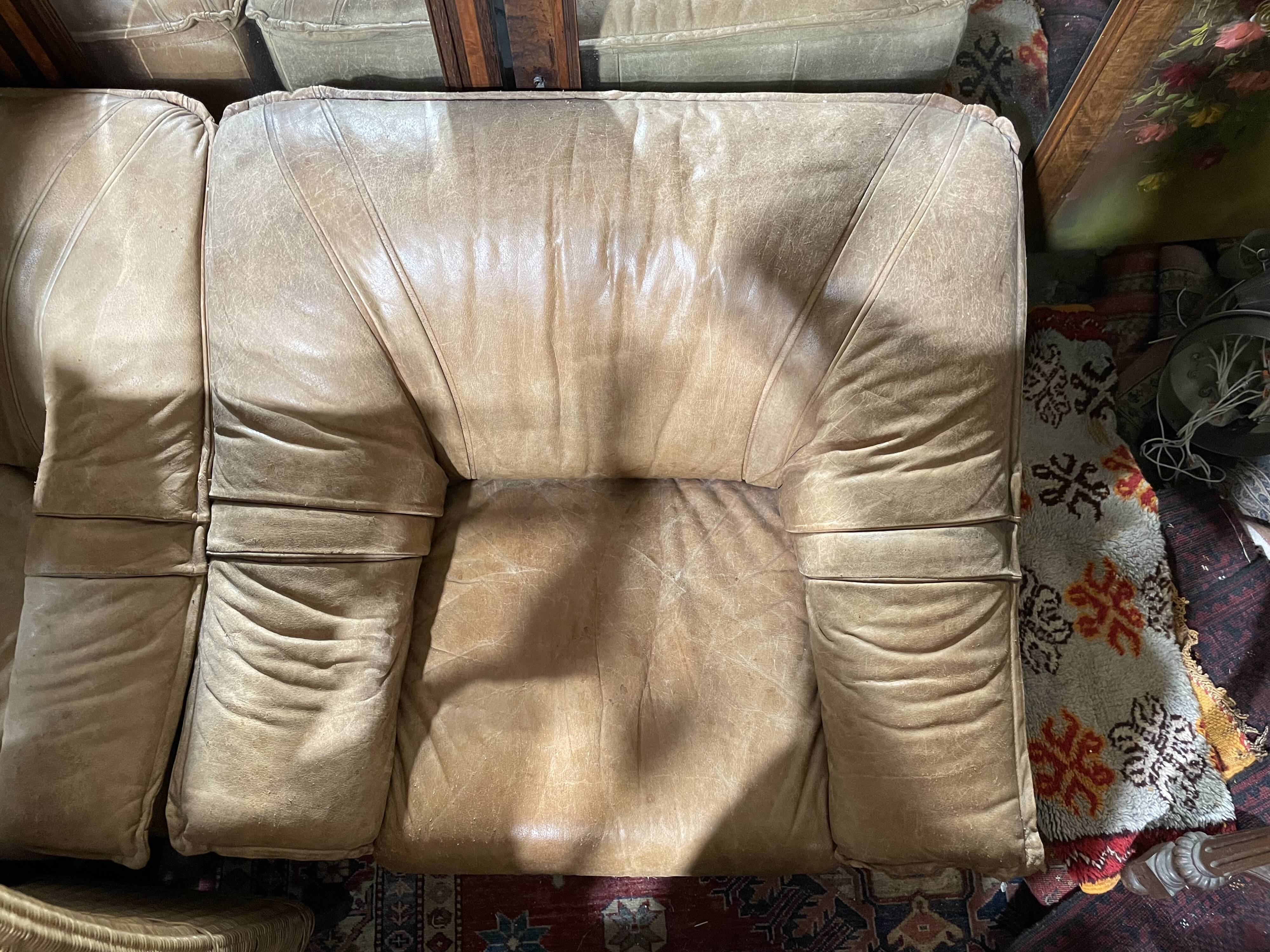 Pair of armchair heater leather havana 70"