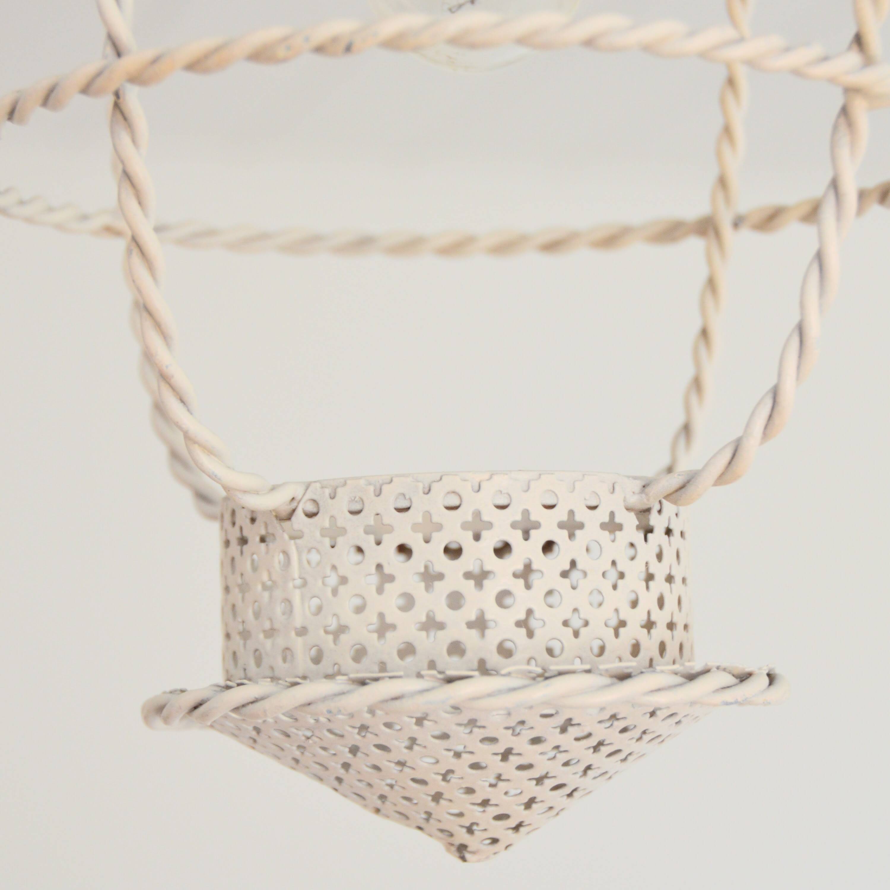 Vintage Mategot  style 1950s Perforated Metal Lantern / Pendant Light