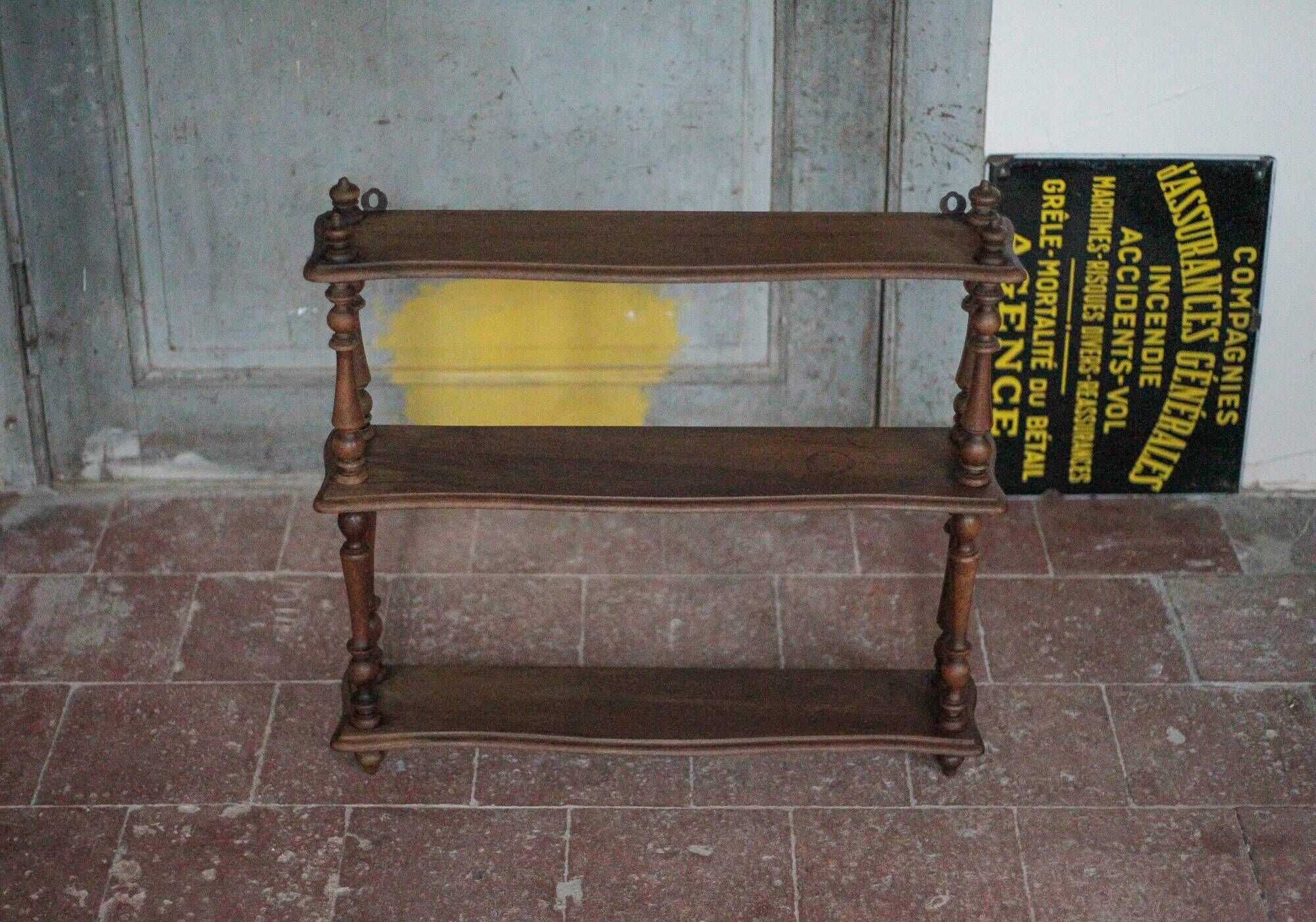 Vintage wall shelf, wooden furniture, living room, kitchen