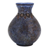 Vase bleu moucheté en céramique de Bernard Buffat, années 70
