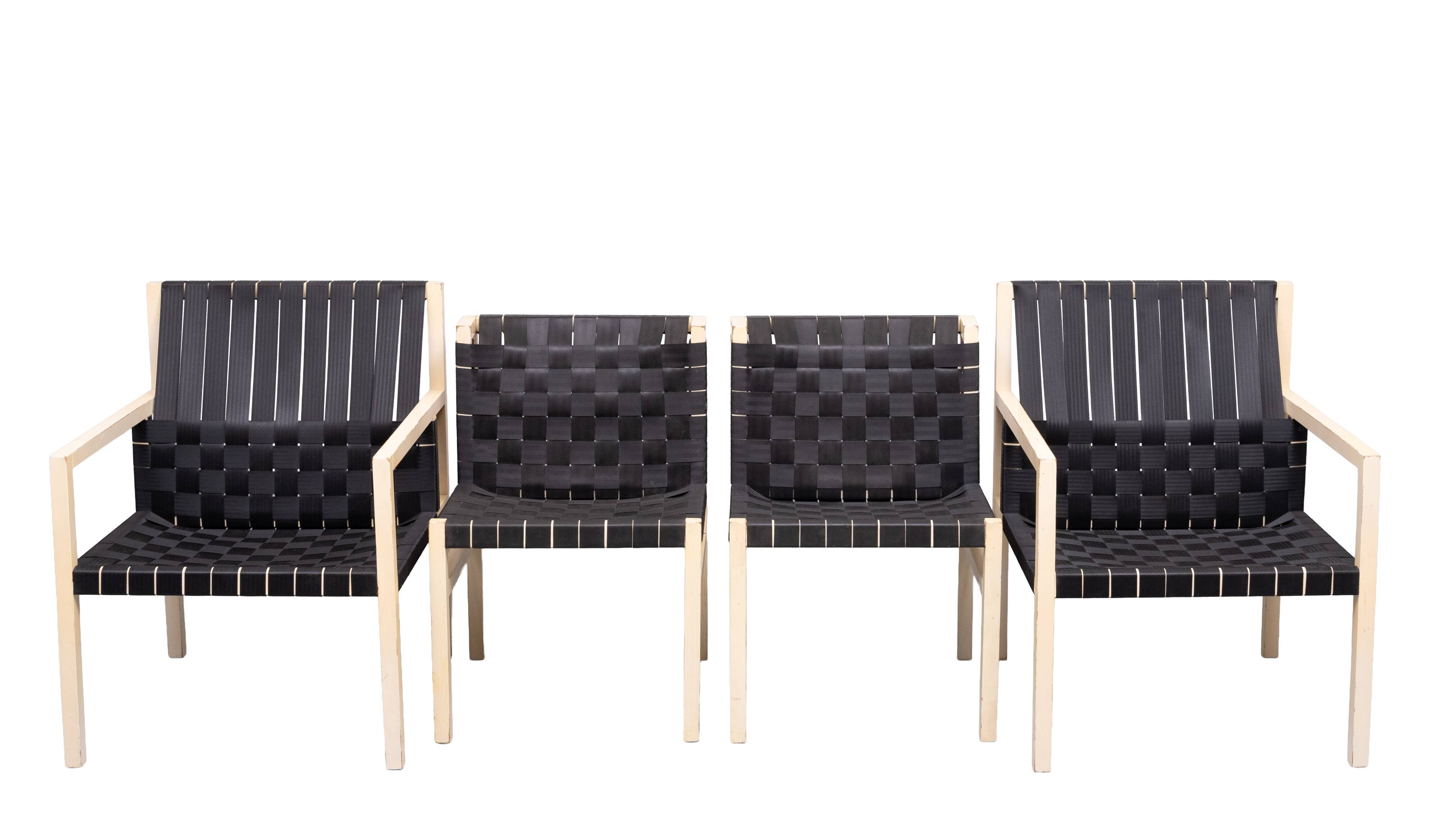 Gijs Bakker set of 4 ''Seatbelt'' Chairs 1978 Holland