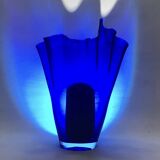 Murano - Vase mouchoir en verre bleu cobalt 25 cm de haut