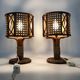 Pair of bamboo rattan cane lamps. Italy, 1950s and 1960s.